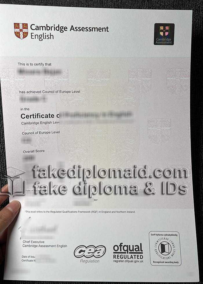 Cambridge Assessment English certificate