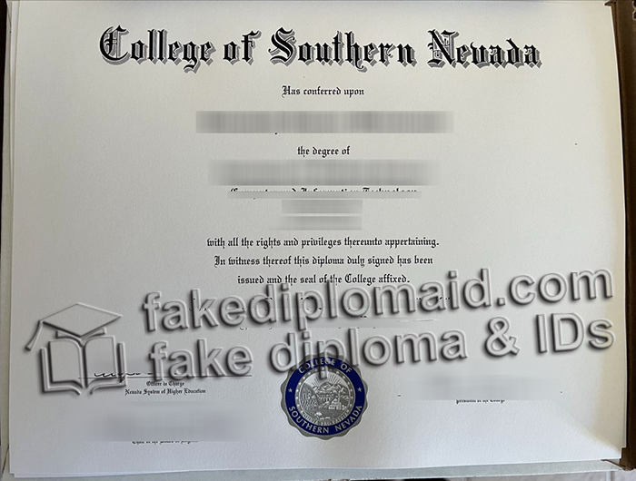 College of Southern Nevada diploma, CSN degree