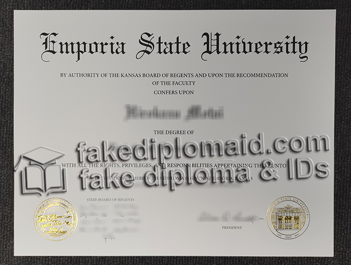 Emporia State University diploma, ESU degree