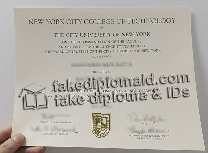 New York City College of Technology diploma, CUNY degree