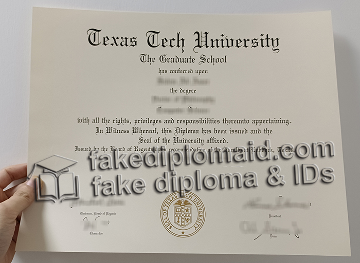 Texas Tech University diploma