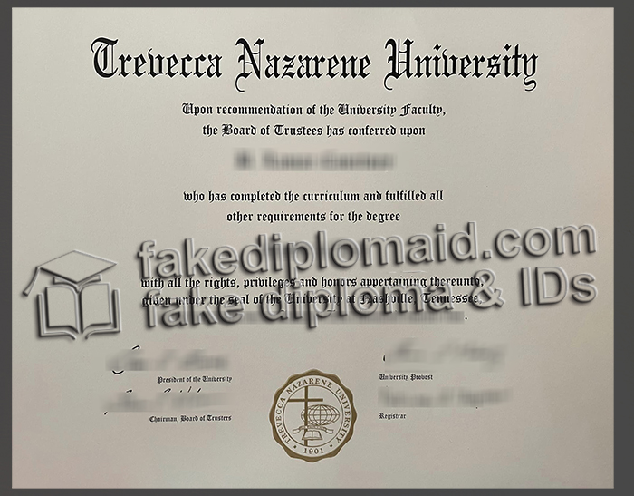 Trevecca Nazarene University diploma, TNU degree