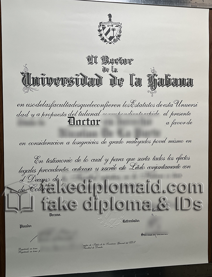 Universidad de La Habana diploma