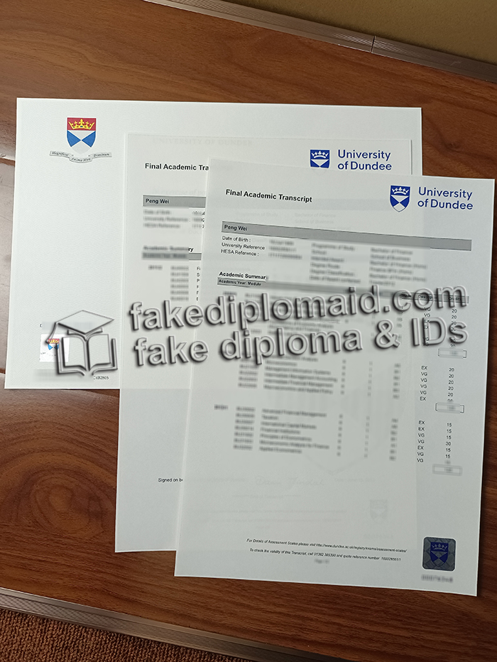University of Dundee transcript and diploma