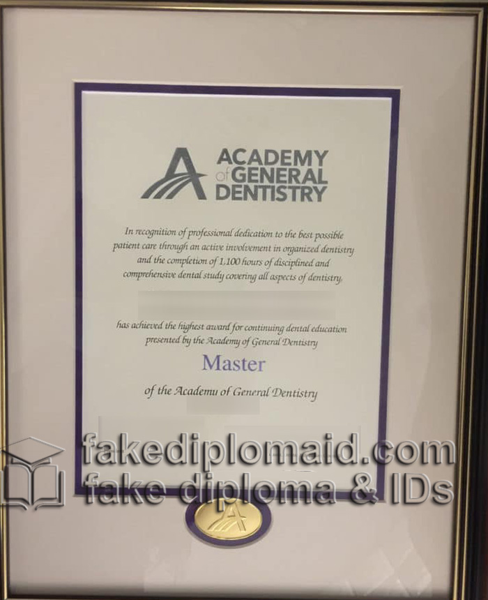 Academy General Dentistry certificate