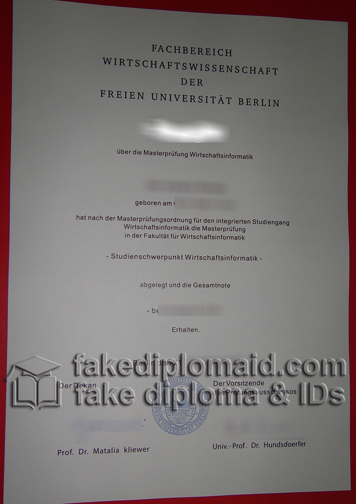 Free University of Berlin diploma