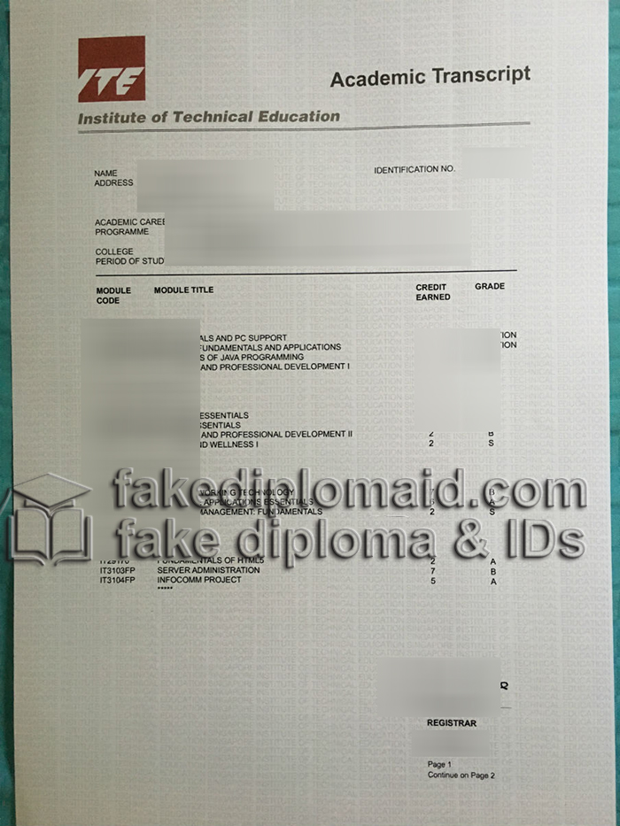 ITE academic transcript