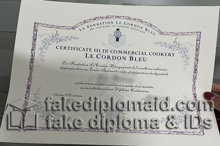 LA Fondation Le Cordon Bleu diploma