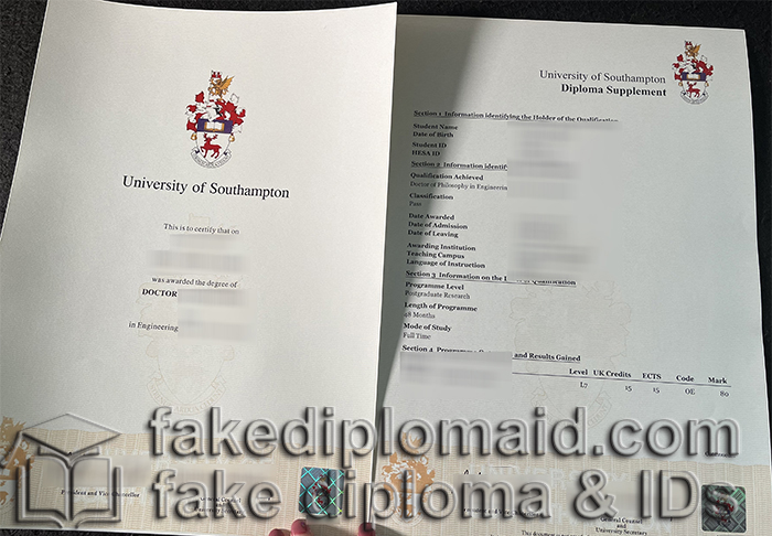 Southampton Uni diploma and transcript