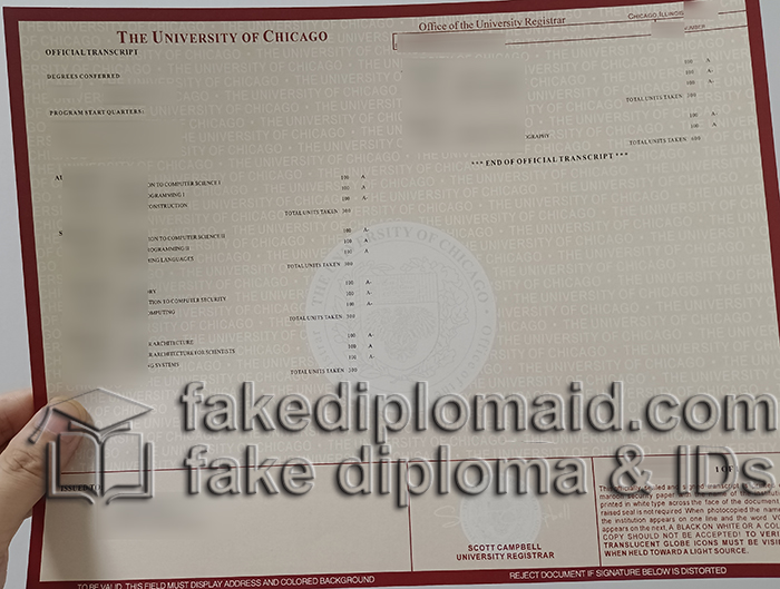 University of Chicago transcript