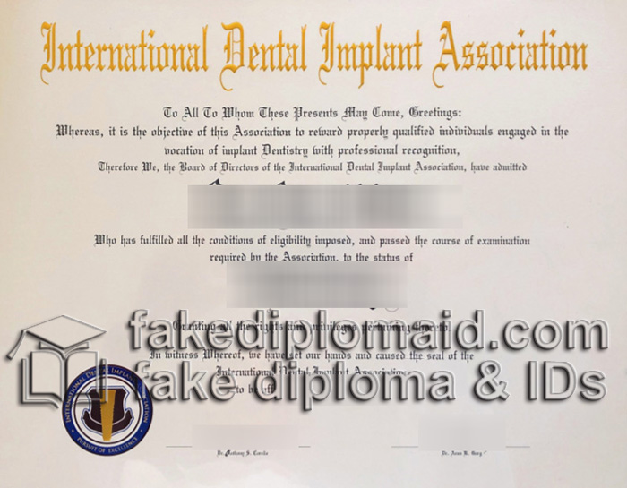 international dental implant association certificate