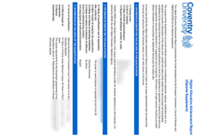 fake Coventry diploma supplement