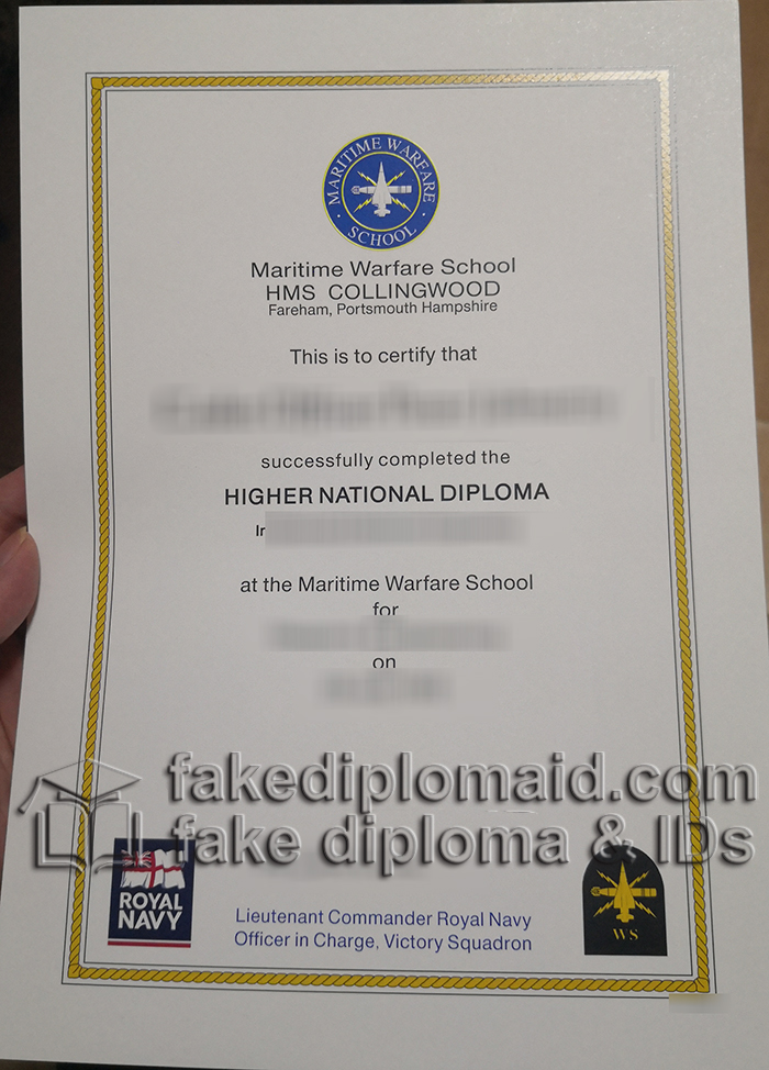 HMS Collingwood diploma