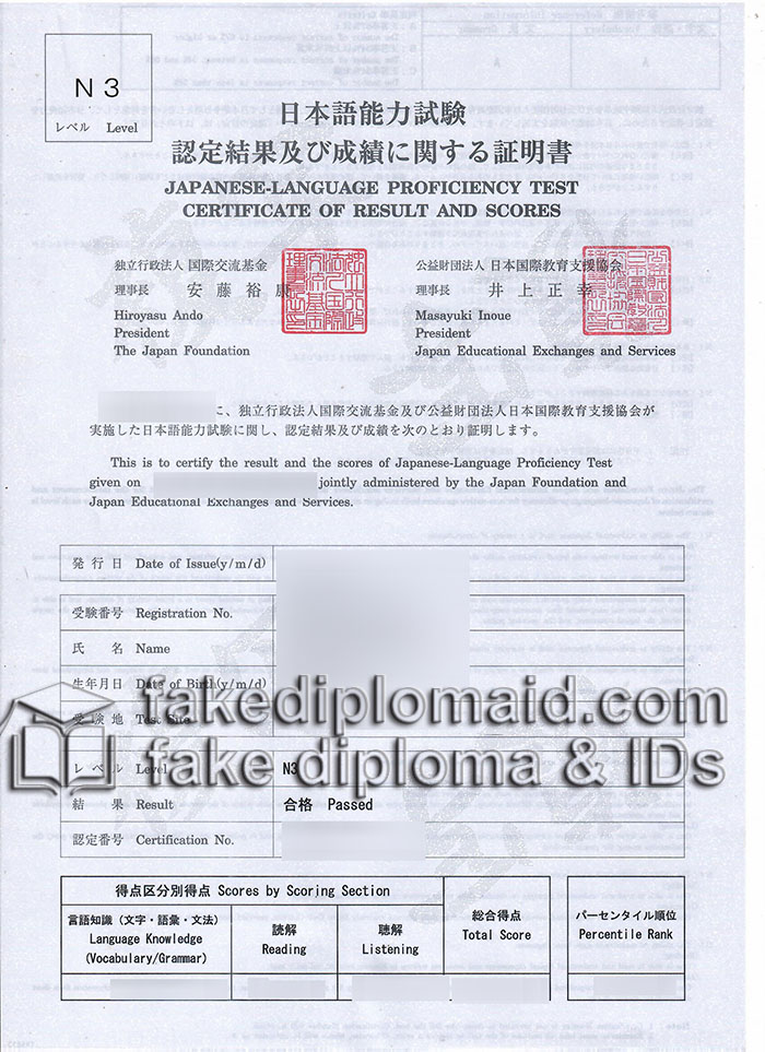 JLPT N3 result scores