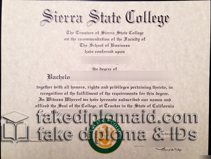 Sierra State College diploma