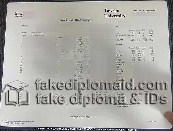 Towson University transcript