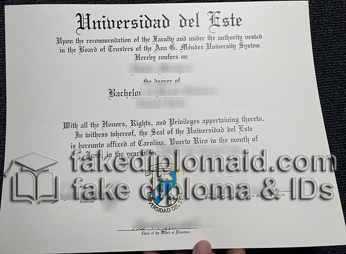 Universidad Del Este diploma