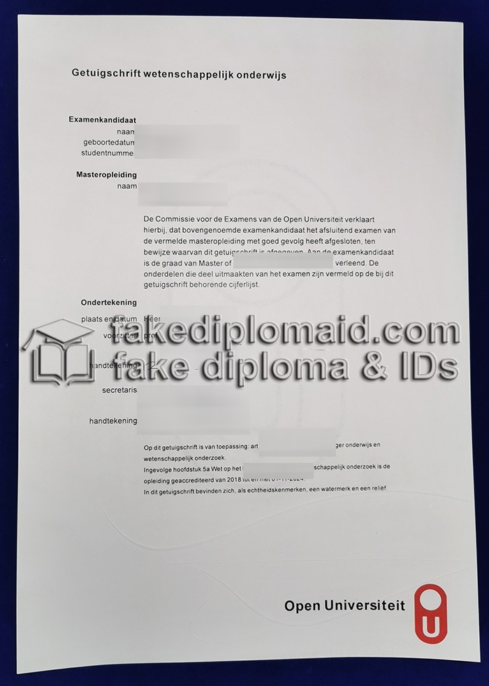 Fake Open Universiteit Nederland Diploma