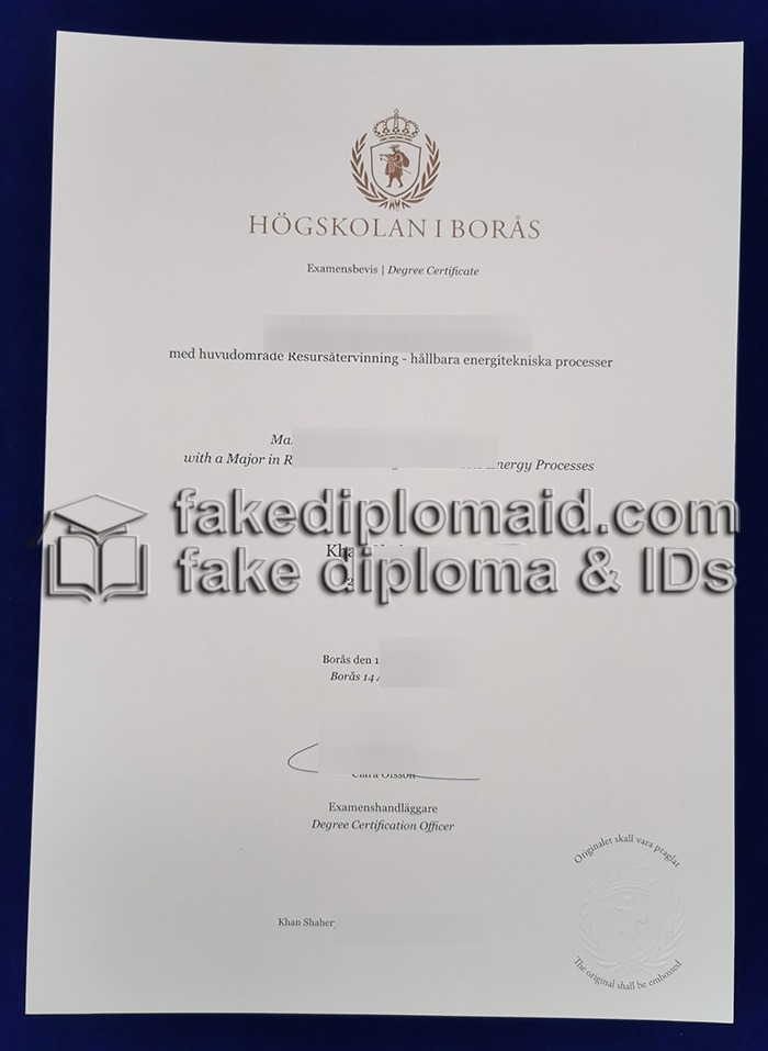 Fake Högskolan i Borås Degree Certificate