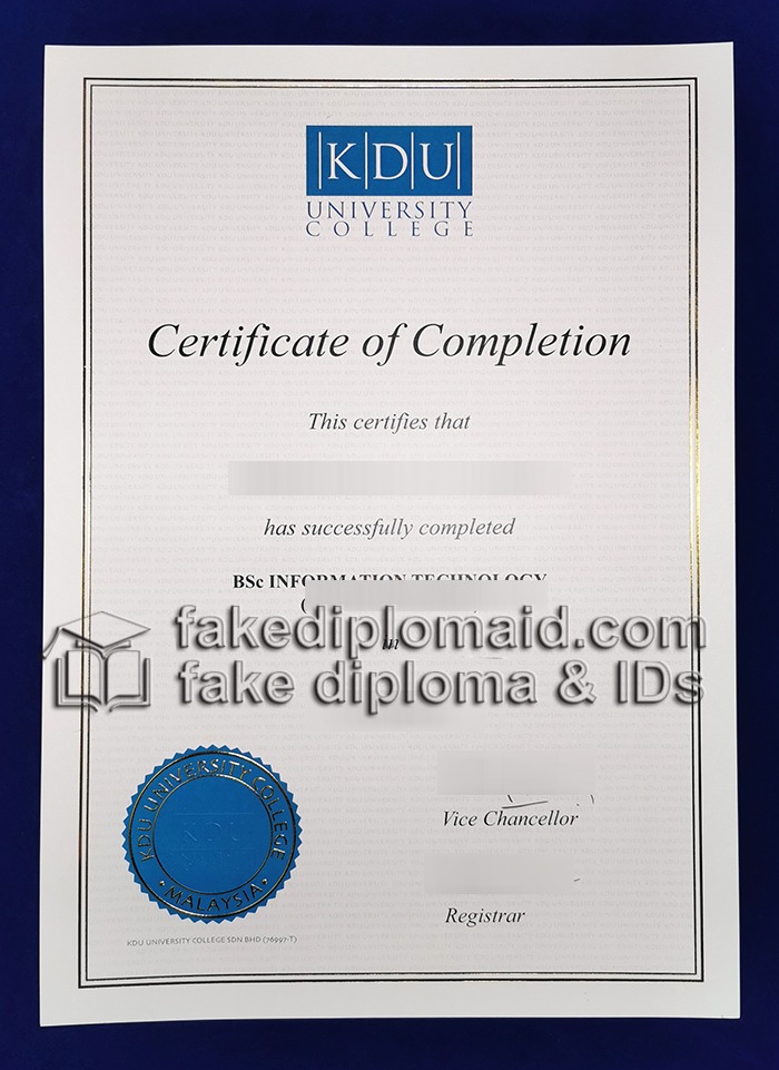 Fake KDU University College Diploma