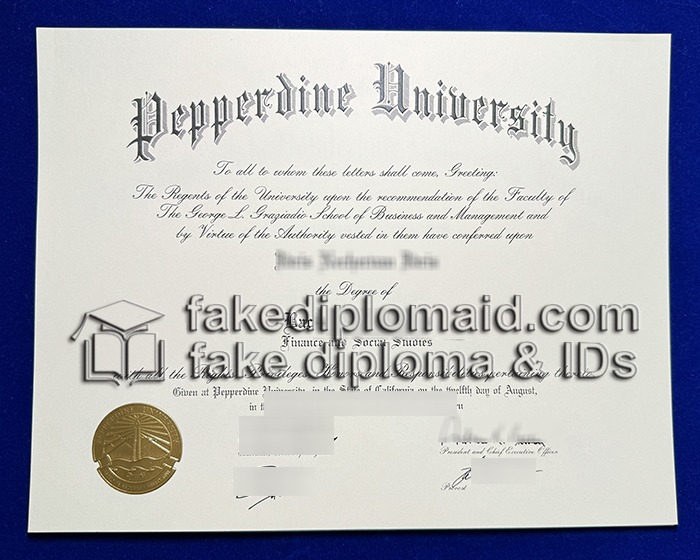 Fake Pepperdine University Diploma