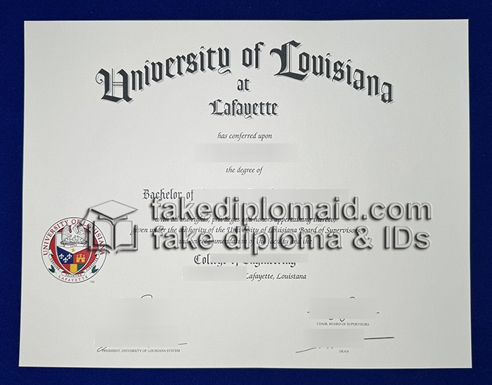 Fake UL Lafayette Diploma