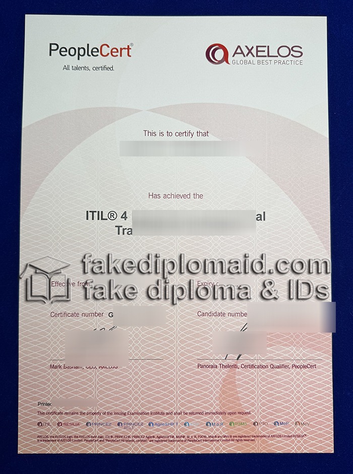 Fake AXELOS Certificate