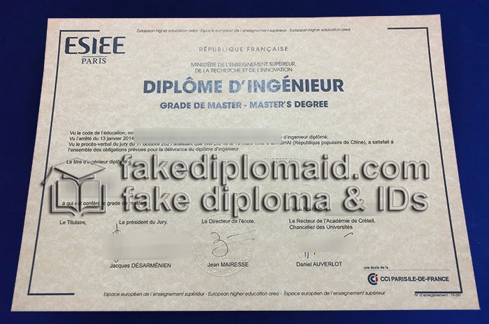 Fake ESIEE Paris Diploma