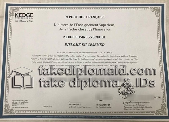 Fake KEDGE Business School Diploma