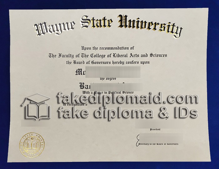 Fake Wayne State University Diploma