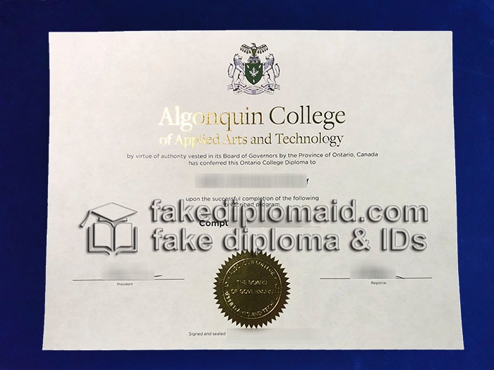 Fake Algonquin College Diploma