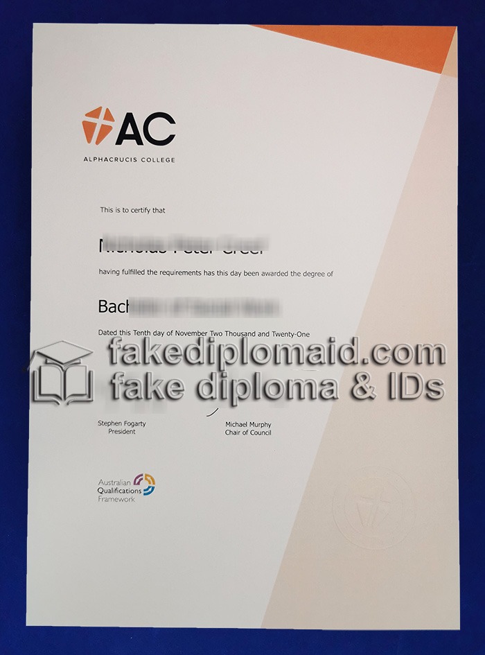 Fake Alphacrucis University College Diploma