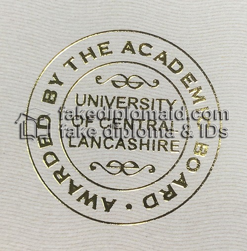 University of Central Lancashire degree seal