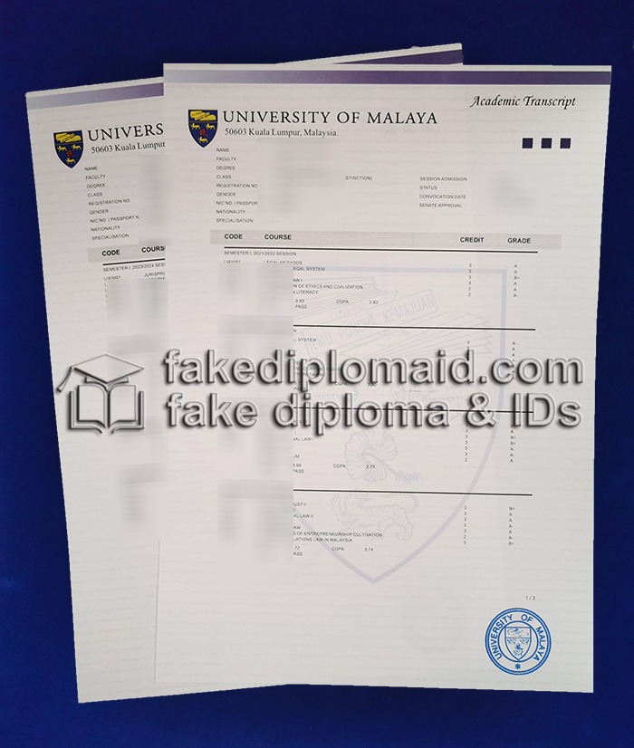 Fake University of Malaya Transcript