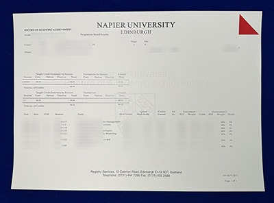 Edinburgh Napier University Transcript