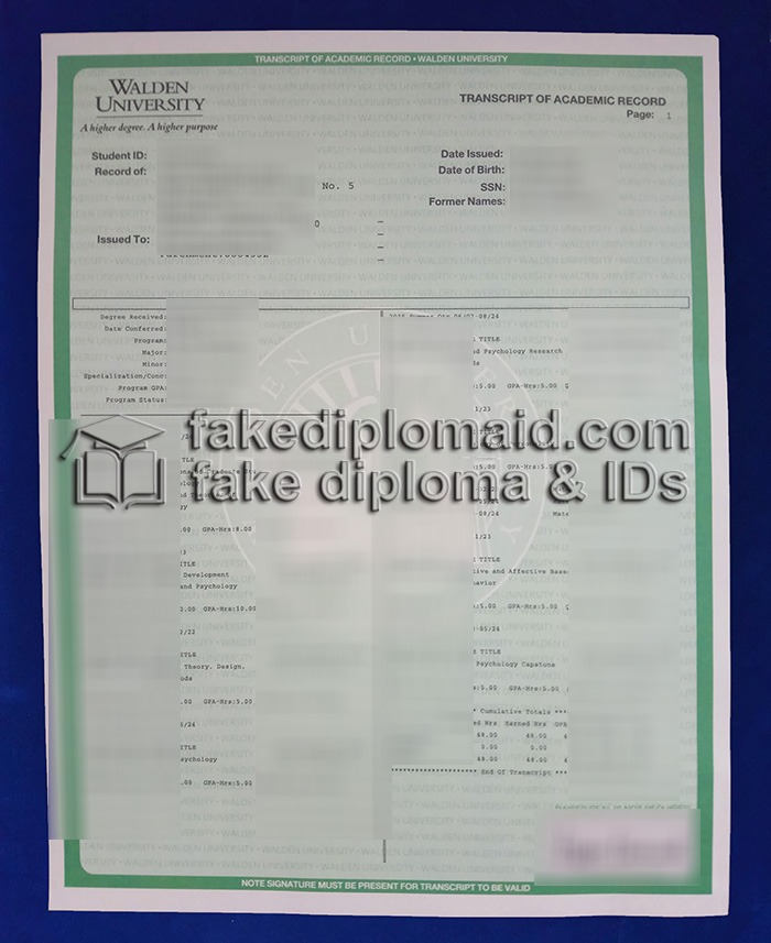 Order Fake Walden University Transcript